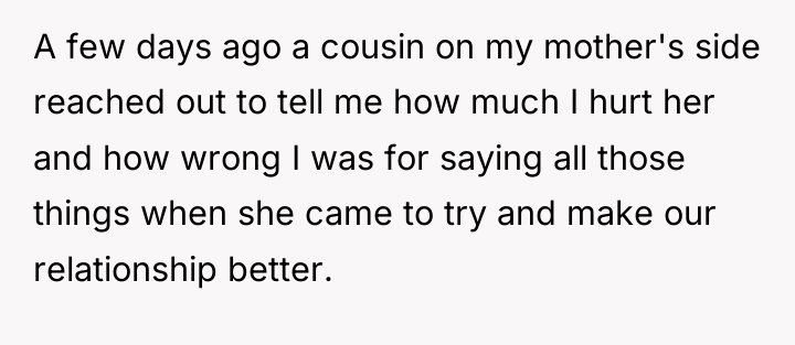 A few days ago a cousin on my mother's side...