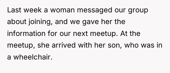Last week a woman messaged our group about joining, and...