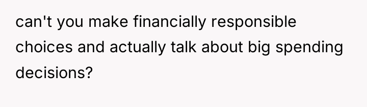 can't you make financially responsible choices and actually talk about...