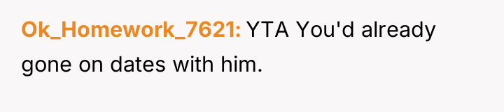 Ok_Homework_7621 YTA You'd already gone on dates with him.