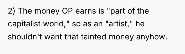 2) The money OP earns is "part of the capitalist...
