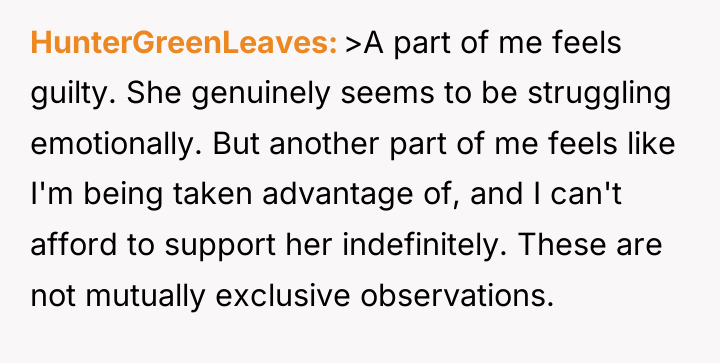 HunterGreenLeaves >A part of me feels guilty. She genuinely seems...