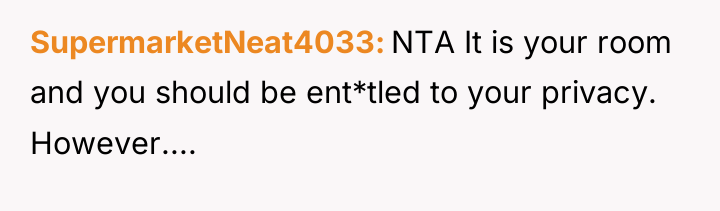 SupermarketNeat4033 NTA It is your room and you should be...