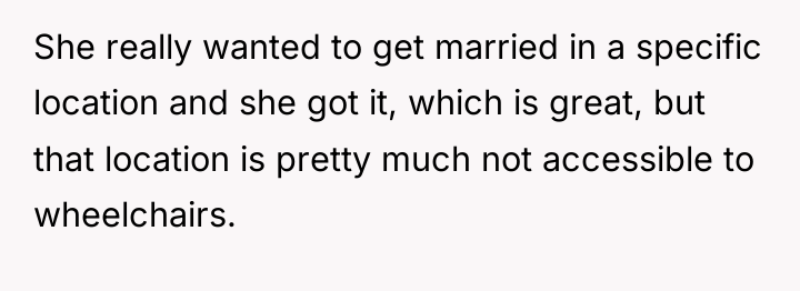 She really wanted to get married in a specific location...