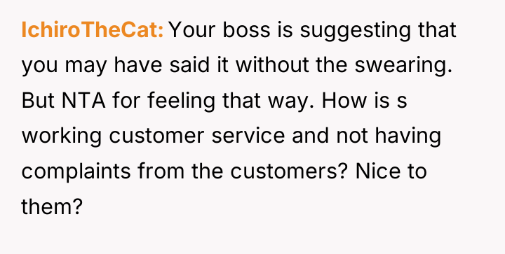 IchiroTheCat Your boss is suggesting that you may have said...