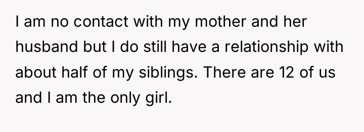 I am no contact with my mother and her husband...