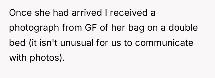 Once she had arrived I received a photograph from GF...