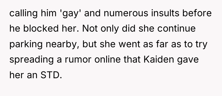calling him 'gay' and numerous insults before he blocked her....