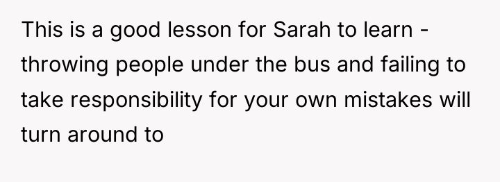 This is a good lesson for Sarah to learn -...
