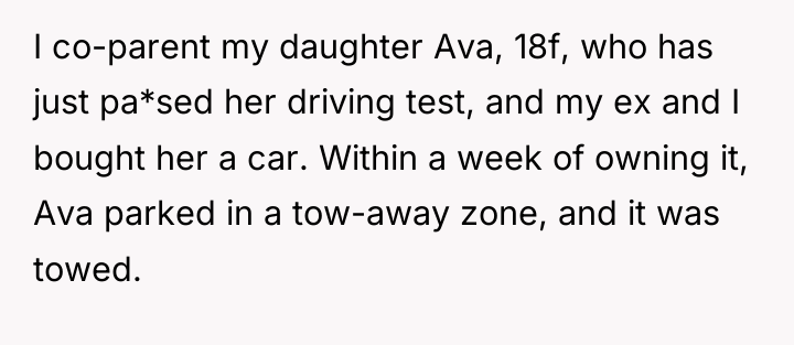 I co-parent my daughter Ava, 18f, who has just pa*sed...
