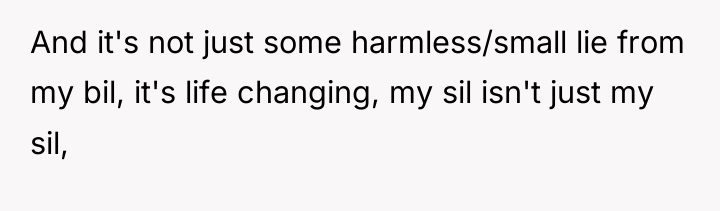 And it's not just some harmless/small lie from my bil,...
