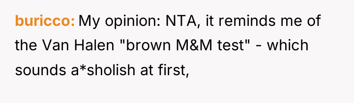 buricco My opinion: NTA, it reminds me of the Van...