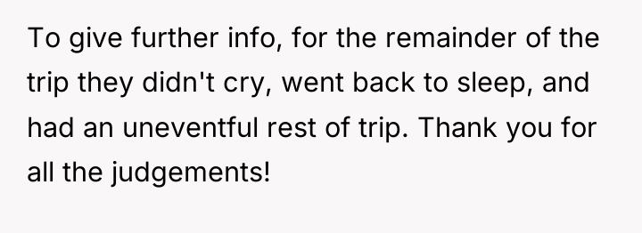 To give further info, for the remainder of the trip...