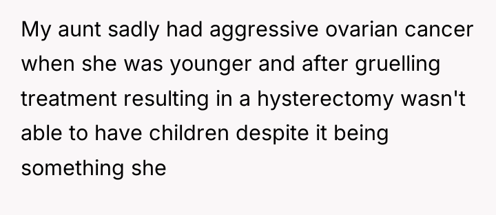 My aunt sadly had aggressive ovarian cancer when she was...