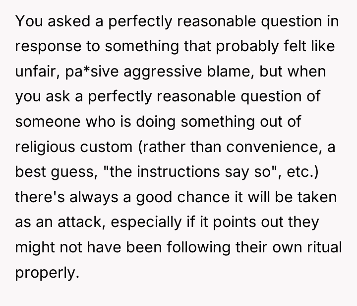 You asked a perfectly reasonable question in response to something...