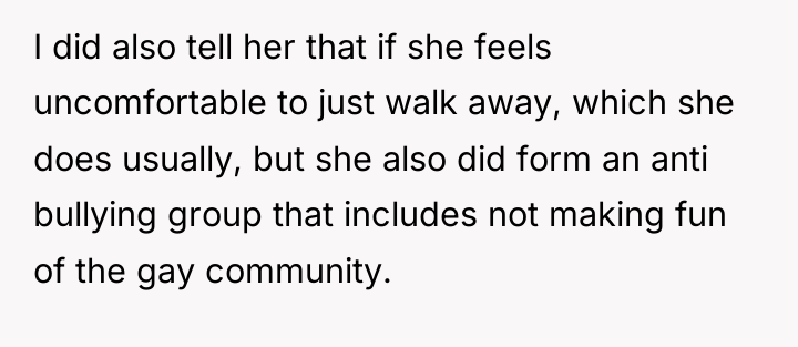 I did also tell her that if she feels uncomfortable...