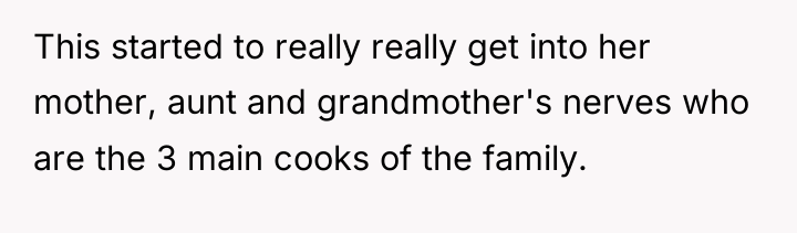 This started to really really get into her mother, aunt...