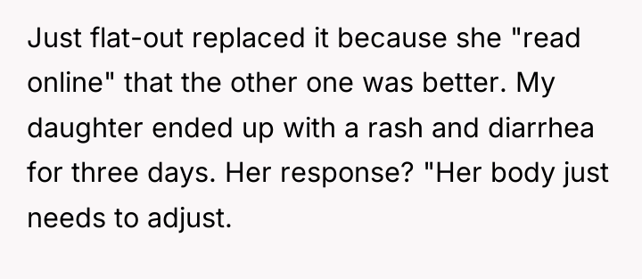 Just flat-out replaced it because she "read online" that the...