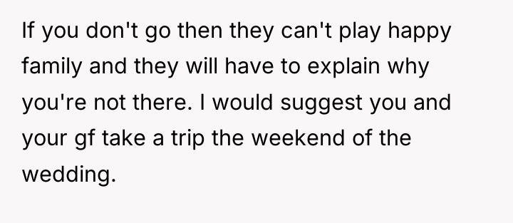 If you don't go then they can't play happy family...