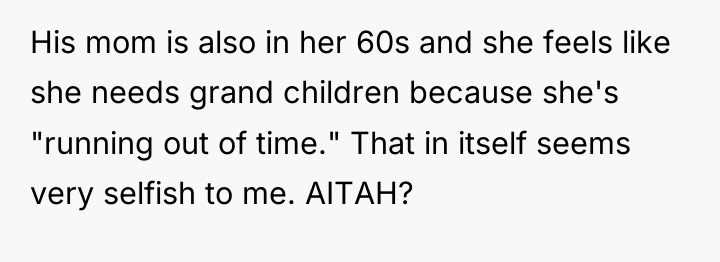 His mom is also in her 60s and she feels...