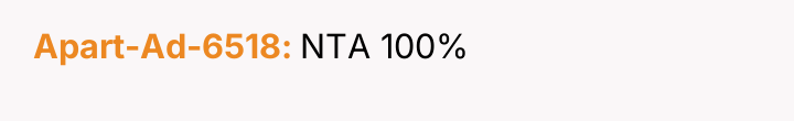 Apart-Ad-6518 NTA 100%