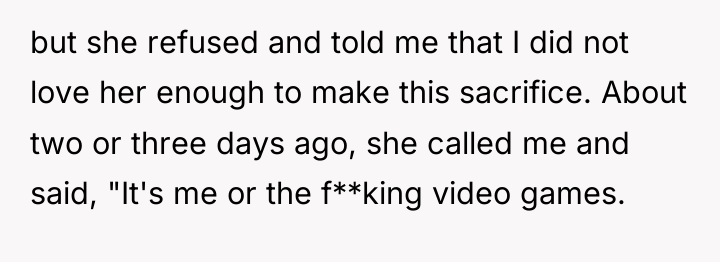 but she refused and told me that I did not...