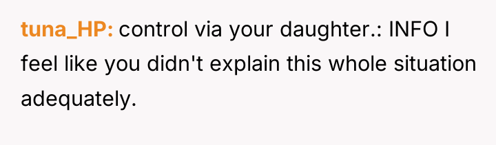 tuna_HP control via your daughter.: INFO I feel like you...