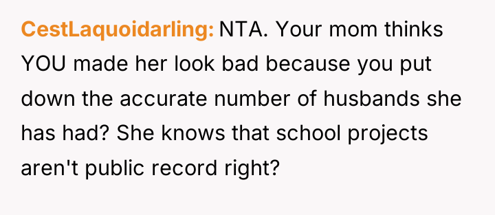 CestLaquoidarling NTA. Your mom thinks YOU made her look bad...