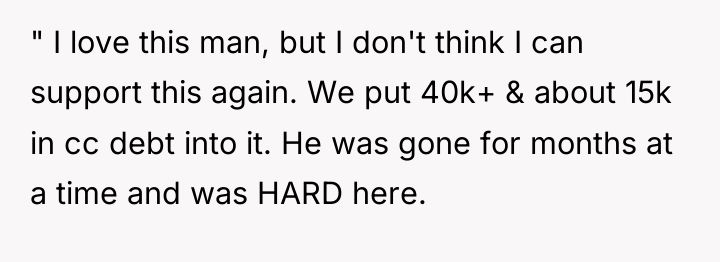 " I love this man, but I don't think I...