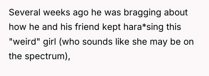 Several weeks ago he was bragging about how he and...