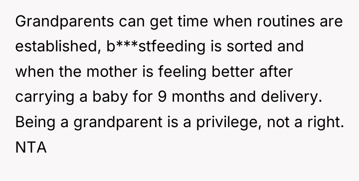 Grandparents can get time when routines are established, b***stfeeding is...