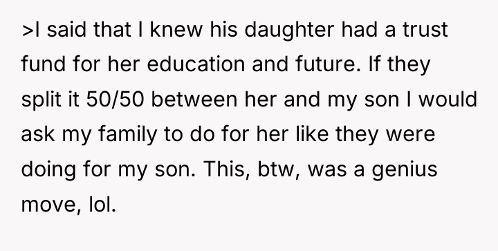 >I said that I knew his daughter had a trust...