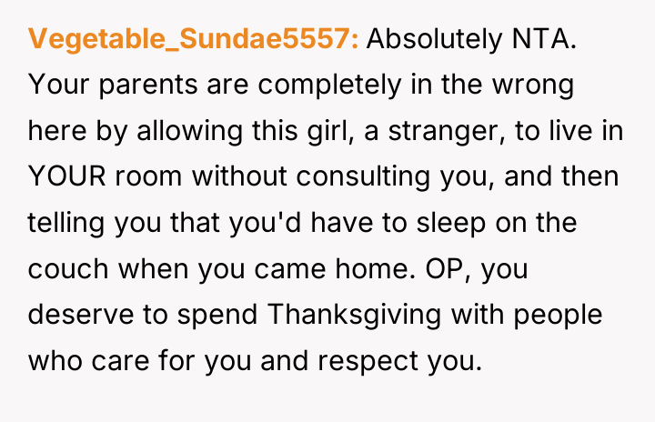 Vegetable_Sundae5557 Absolutely NTA. Your parents are completely in the wrong...