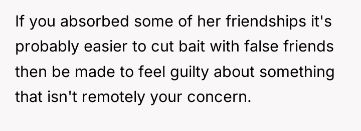 If you absorbed some of her friendships it's probably easier...