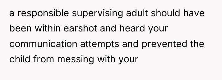 a responsible supervising adult should have been within earshot and...
