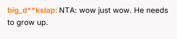 big_d**kslap NTA: wow just wow. He needs to grow up.