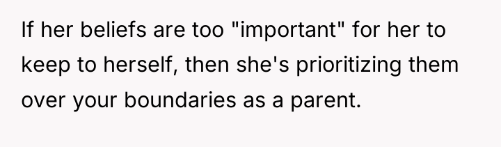 If her beliefs are too "important" for her to keep...
