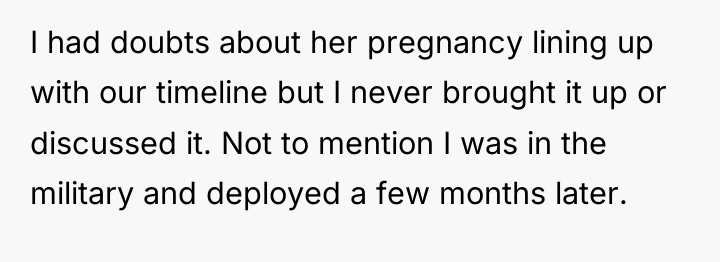 I had doubts about her pregnancy lining up with our...