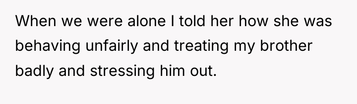 When we were alone I told her how she was...