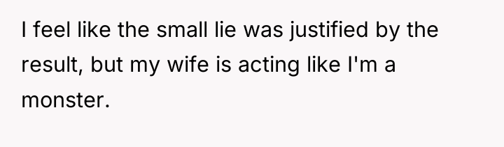 I feel like the small lie was justified by the...
