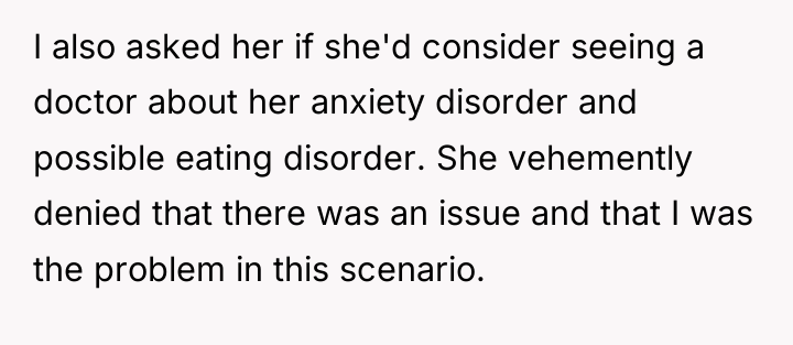 I also asked her if she'd consider seeing a doctor...