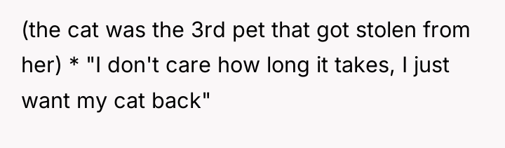 (the cat was the 3rd pet that got stolen from...