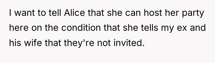 I want to tell Alice that she can host her...
