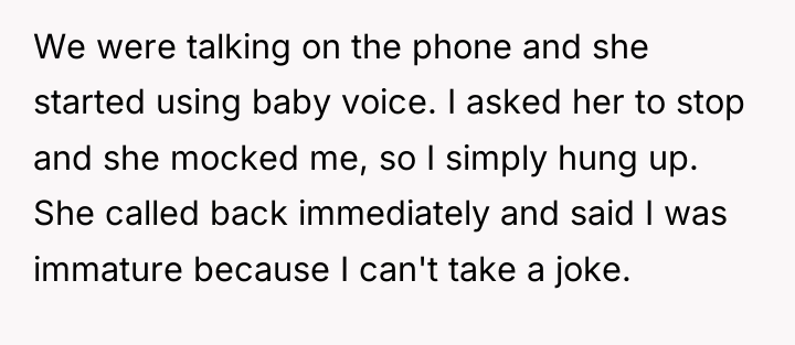 We were talking on the phone and she started using...