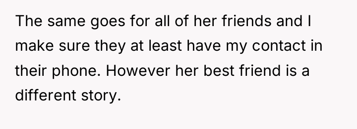 The same goes for all of her friends and I...
