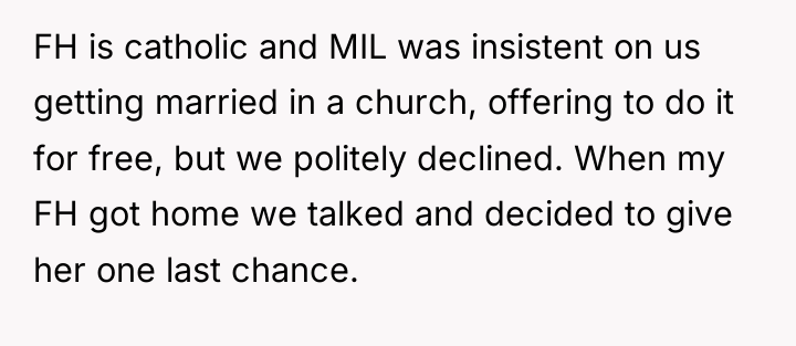 FH is catholic and MIL was insistent on us getting...