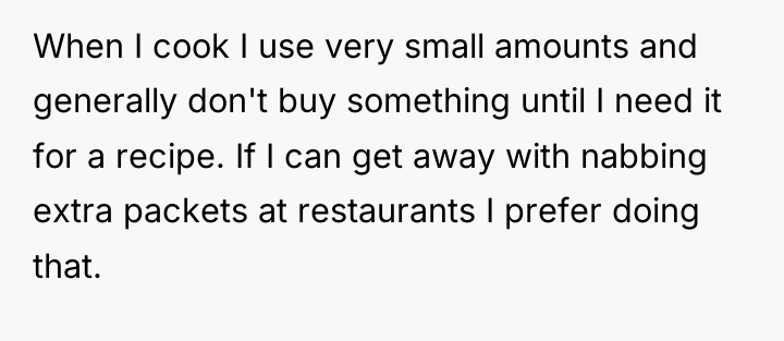 When I cook I use very small amounts and generally...