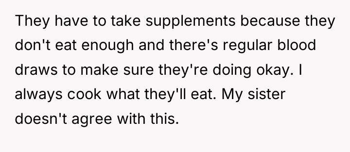 They have to take supplements because they don't eat enough...