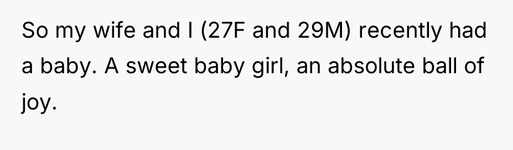 So my wife and I (27F and 29M) recently had...