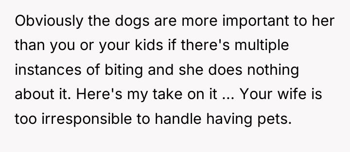 Obviously the dogs are more important to her than you...
